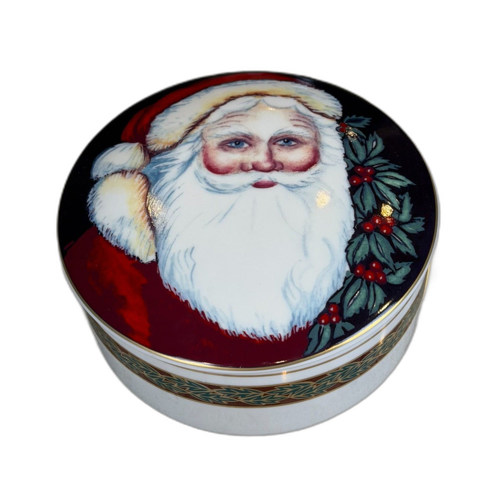 Vintage Mikasa Old Saint Nick Trinket Box Santa 4½” Christmas Decor
